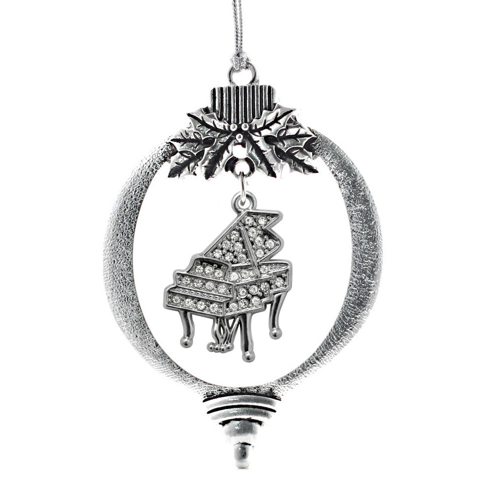 Silver Piano Charm Holiday Ornament