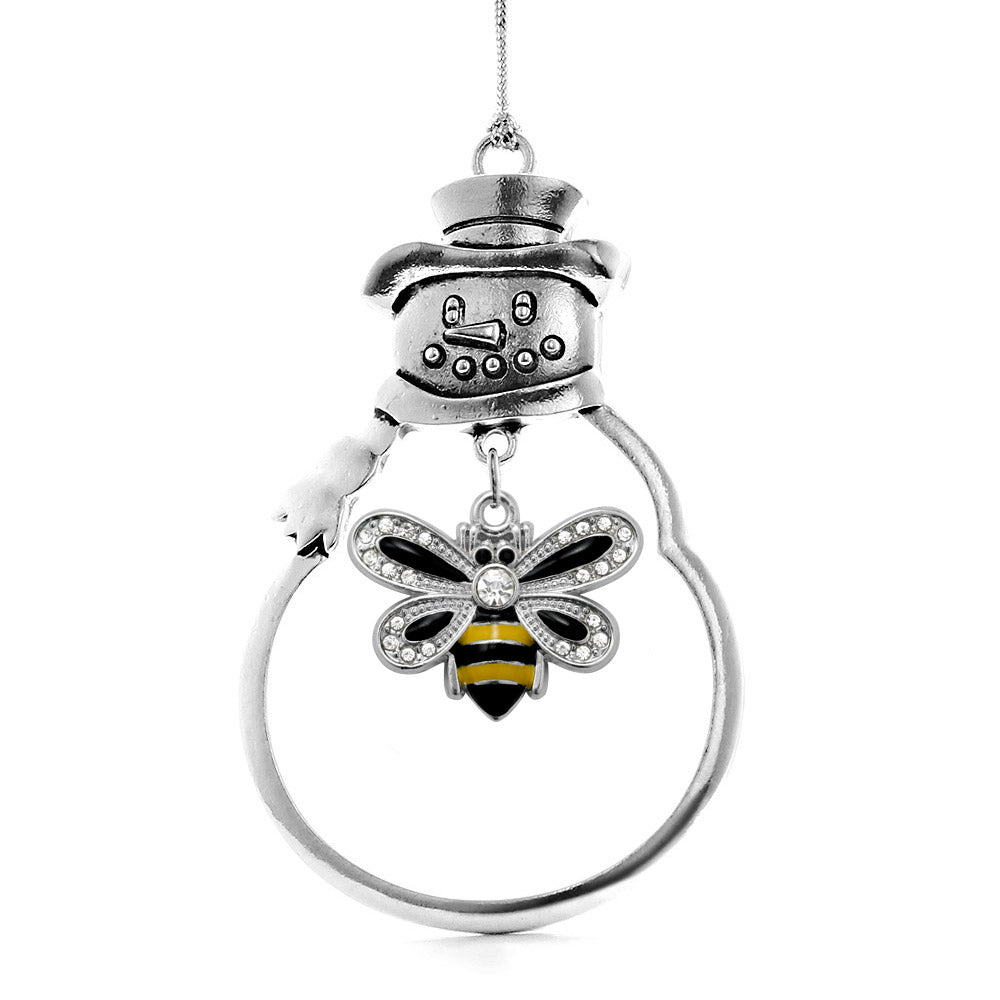Silver Bumble Bee Charm Snowman Ornament