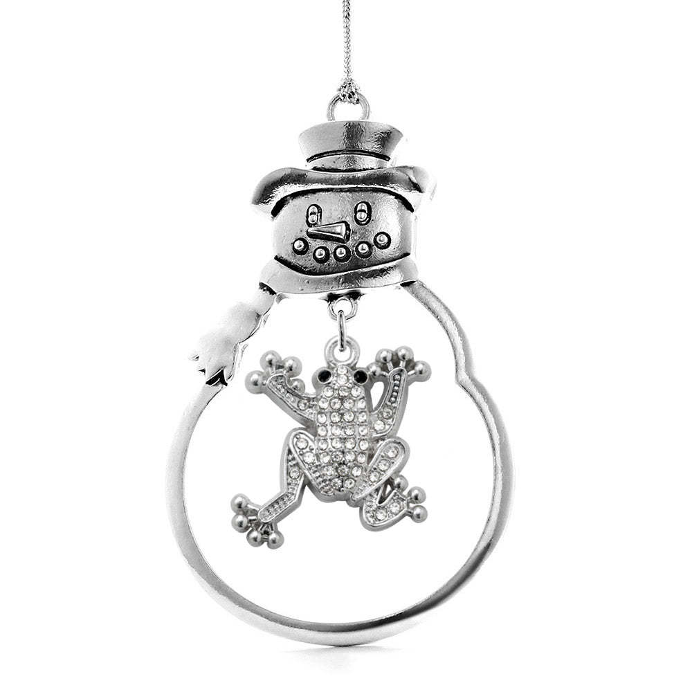 Silver Frog Charm Snowman Ornament
