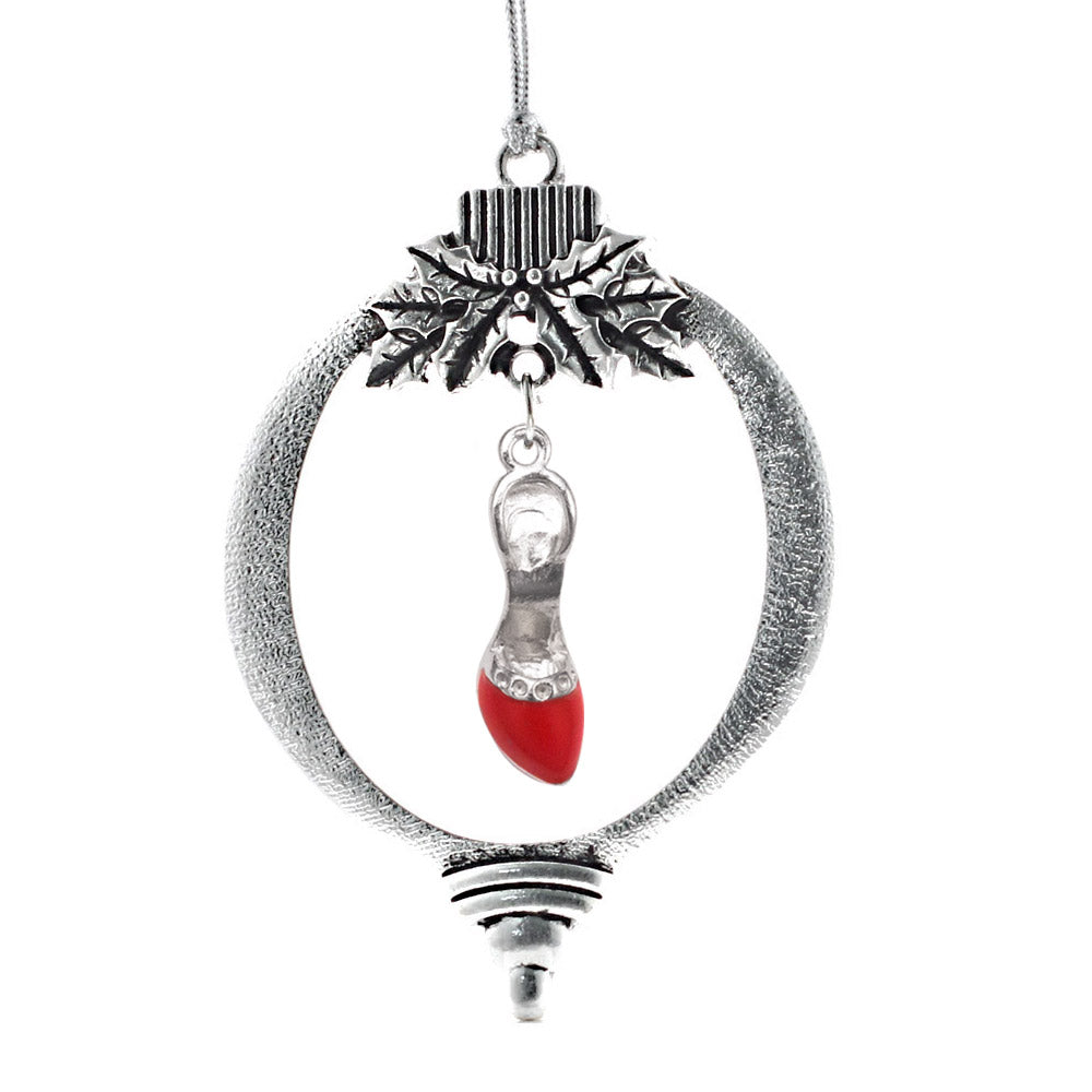 Silver Red Heel Shoe Charm Holiday Ornament