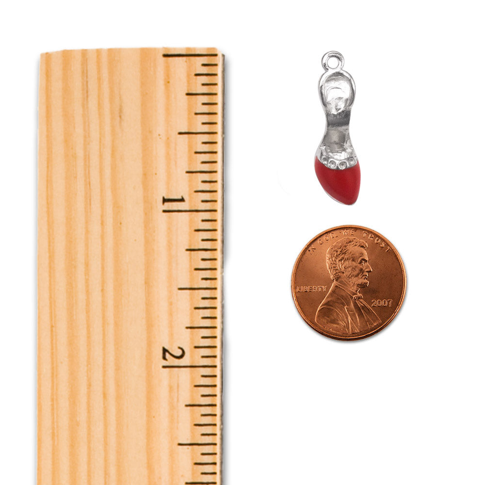 Silver Red Heel Shoe Charm Holiday Ornament