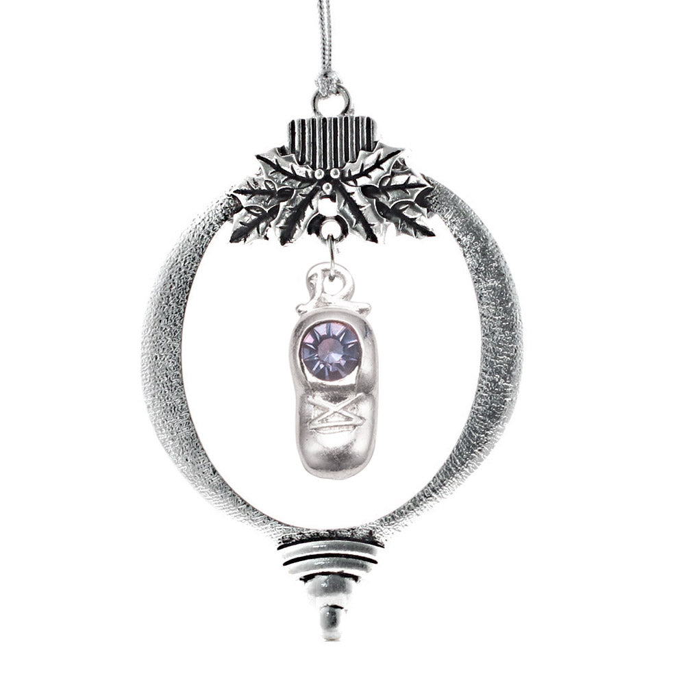 Silver Baby Shoe Charm Holiday Ornament
