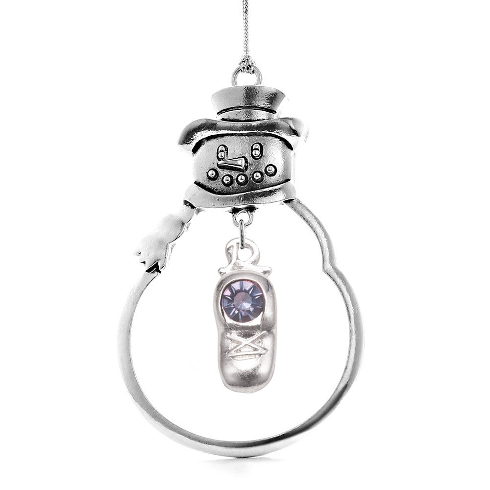 Silver Baby Shoe Charm Snowman Ornament