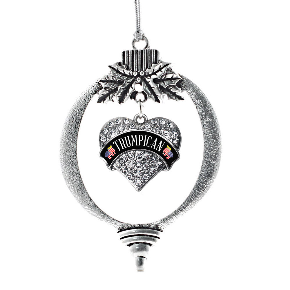 Silver Trumpican Pave Heart Charm Holiday Ornament