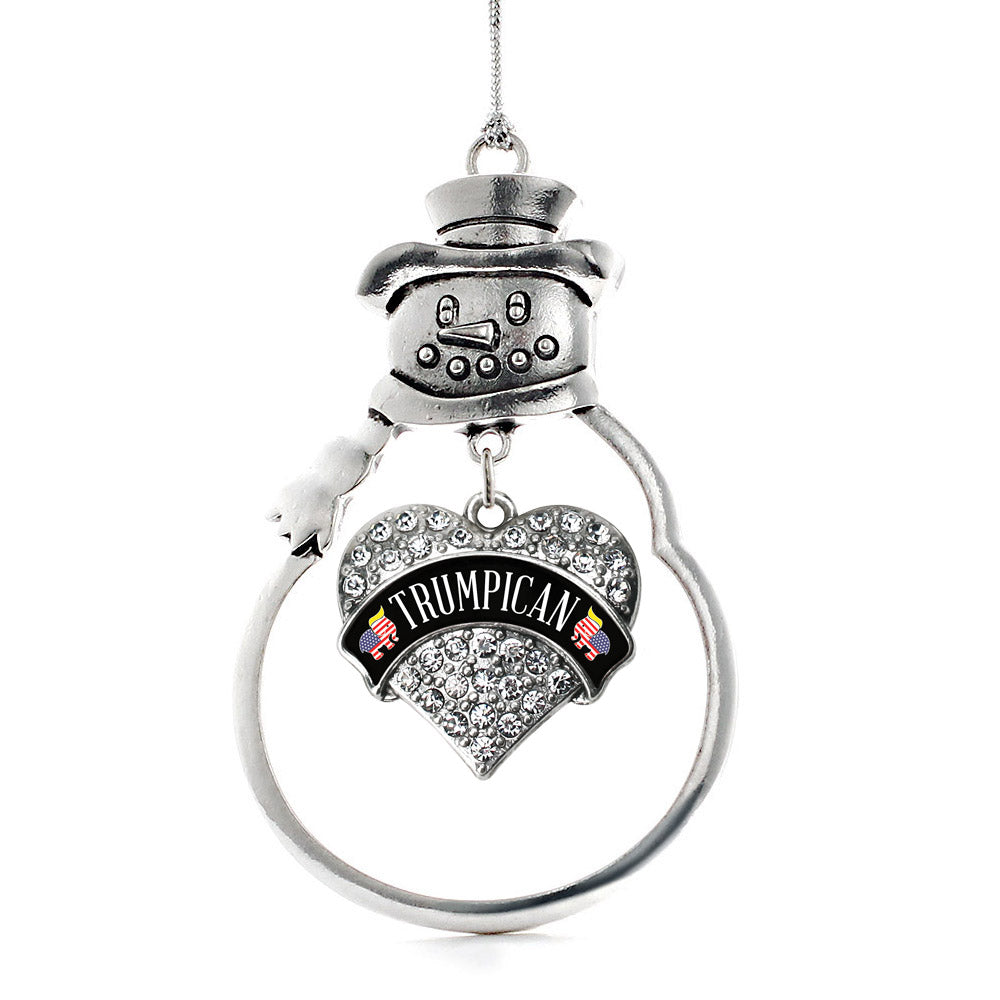 Silver Trumpican Pave Heart Charm Snowman Ornament