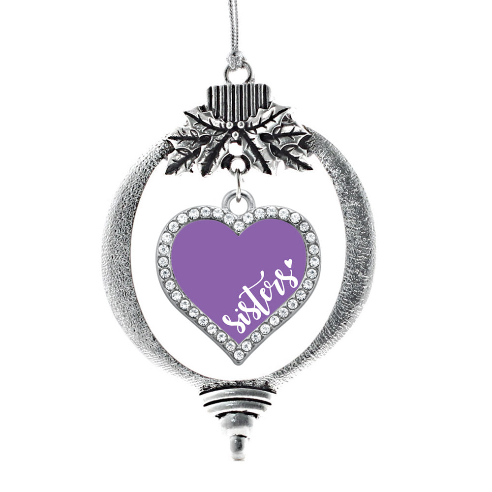 Silver Sisters - Purple Open Heart Charm Holiday Ornament