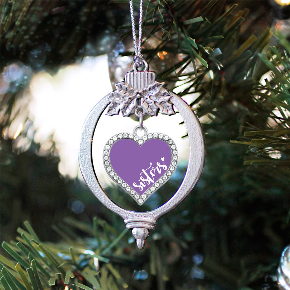 Silver Sisters - Purple Open Heart Charm Holiday Ornament