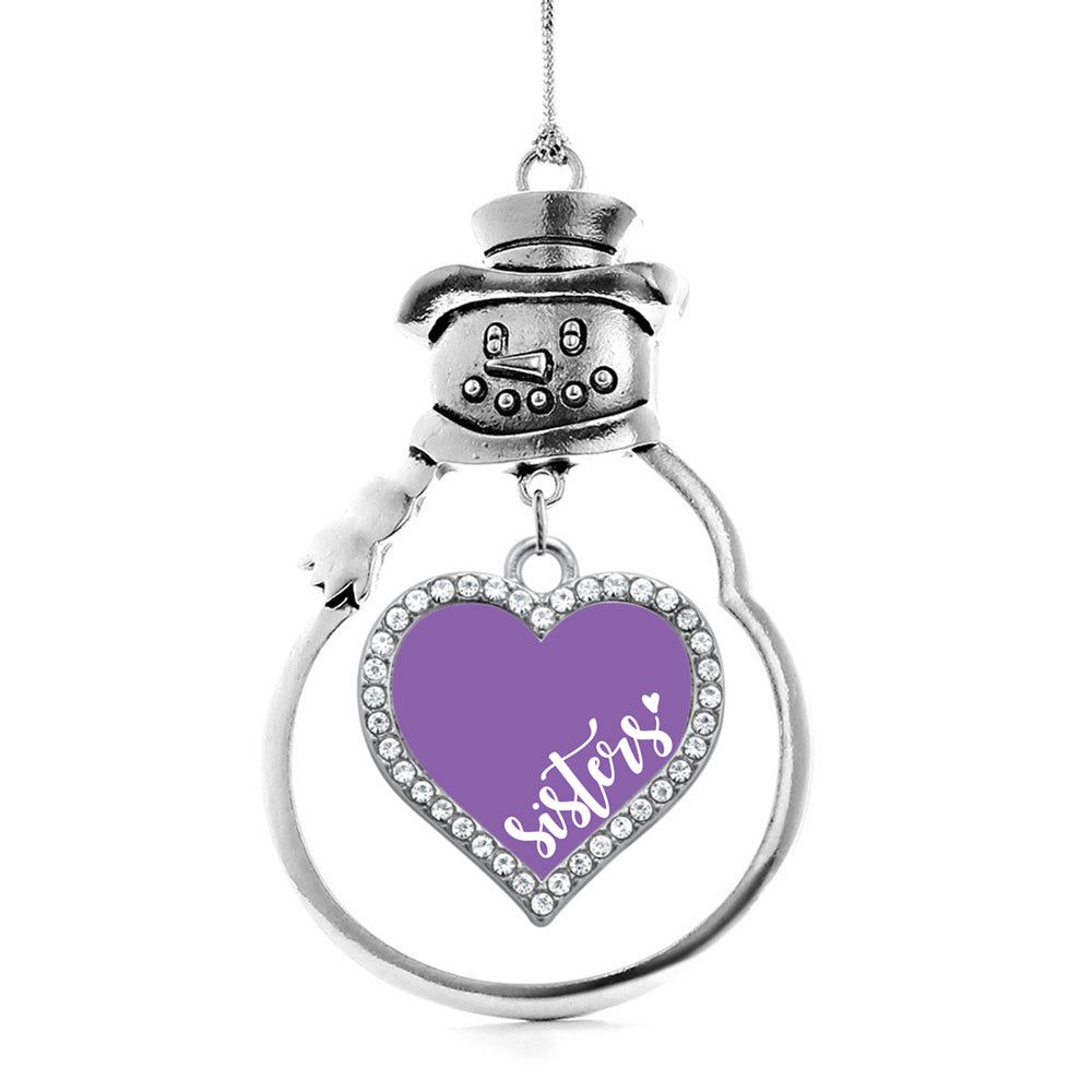 Silver Sisters - Purple Open Heart Charm Snowman Ornament