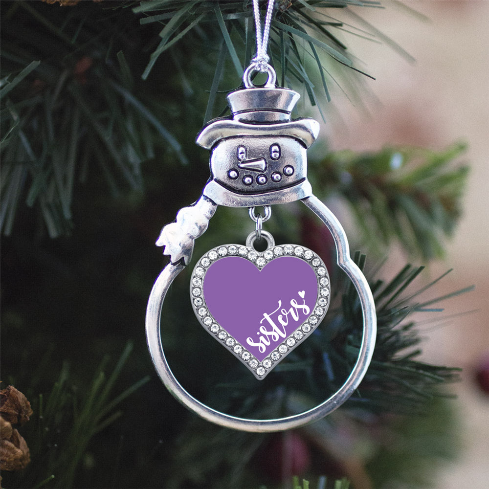 Silver Sisters - Purple Open Heart Charm Snowman Ornament