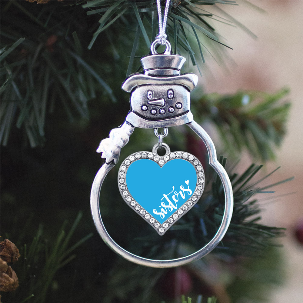 Silver Sisters - Blue Open Heart Charm Snowman Ornament