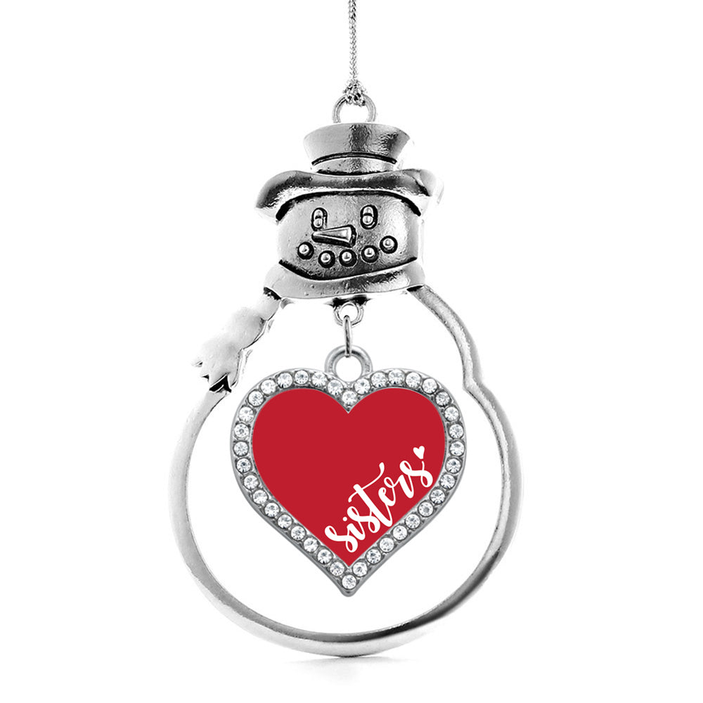 Silver Sisters - Red Open Heart Charm Snowman Ornament
