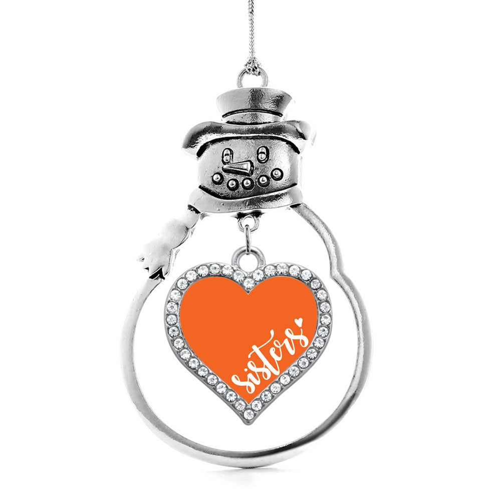 Silver Sisters - Orange Open Heart Charm Snowman Ornament