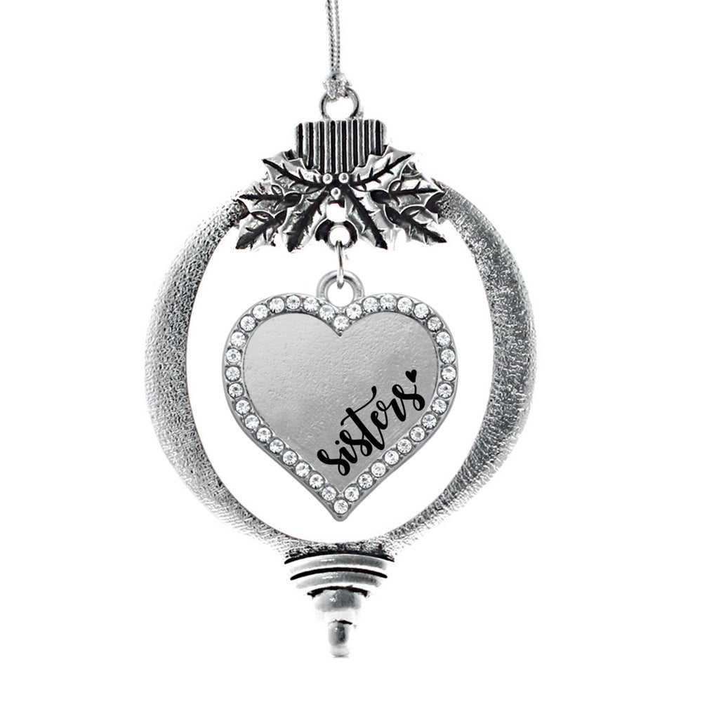 Silver Sisters Open Heart Charm Holiday Ornament