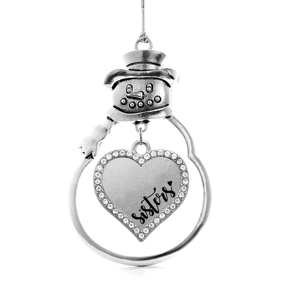 Silver Sisters Open Heart Charm Snowman Ornament