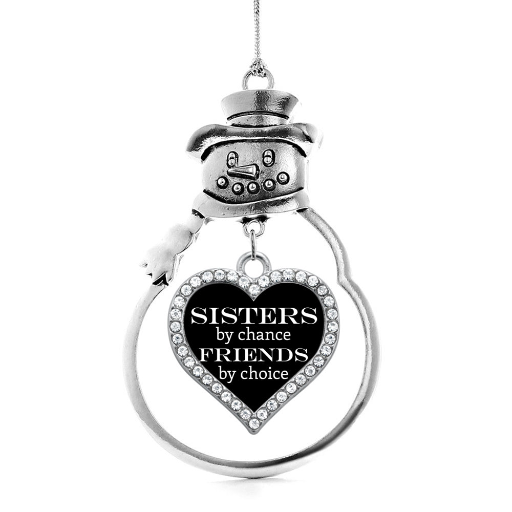 Silver Sisters by Chance, Friends by Choice Open Heart Charm Snowman Ornament