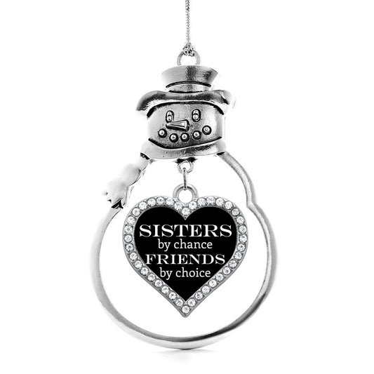 Silver Sisters by Chance, Friends by Choice Open Heart Charm Snowman Ornament