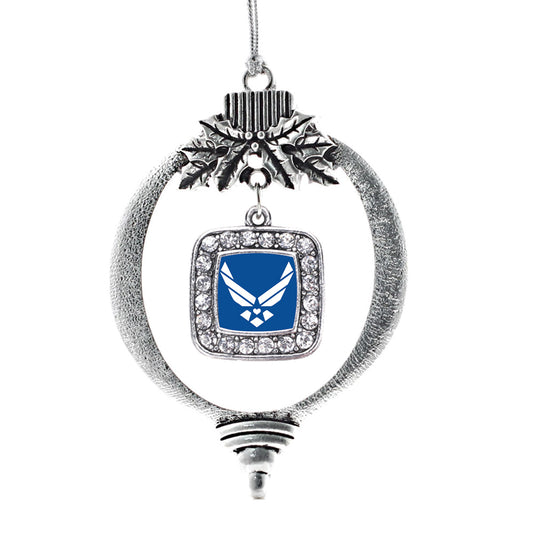 Silver Air Force Symbol Square Charm Holiday Ornament