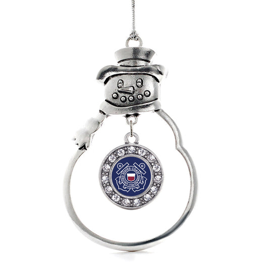 Silver Coast Guard Symbol Circle Charm Snowman Ornament