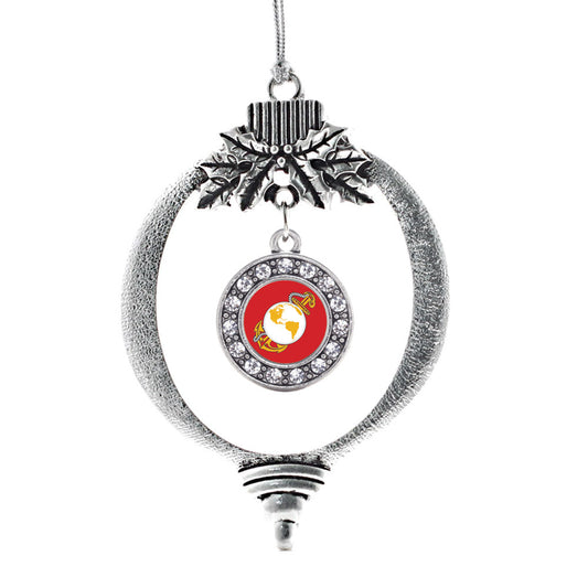 Silver Marine Symbol Circle Charm Holiday Ornament