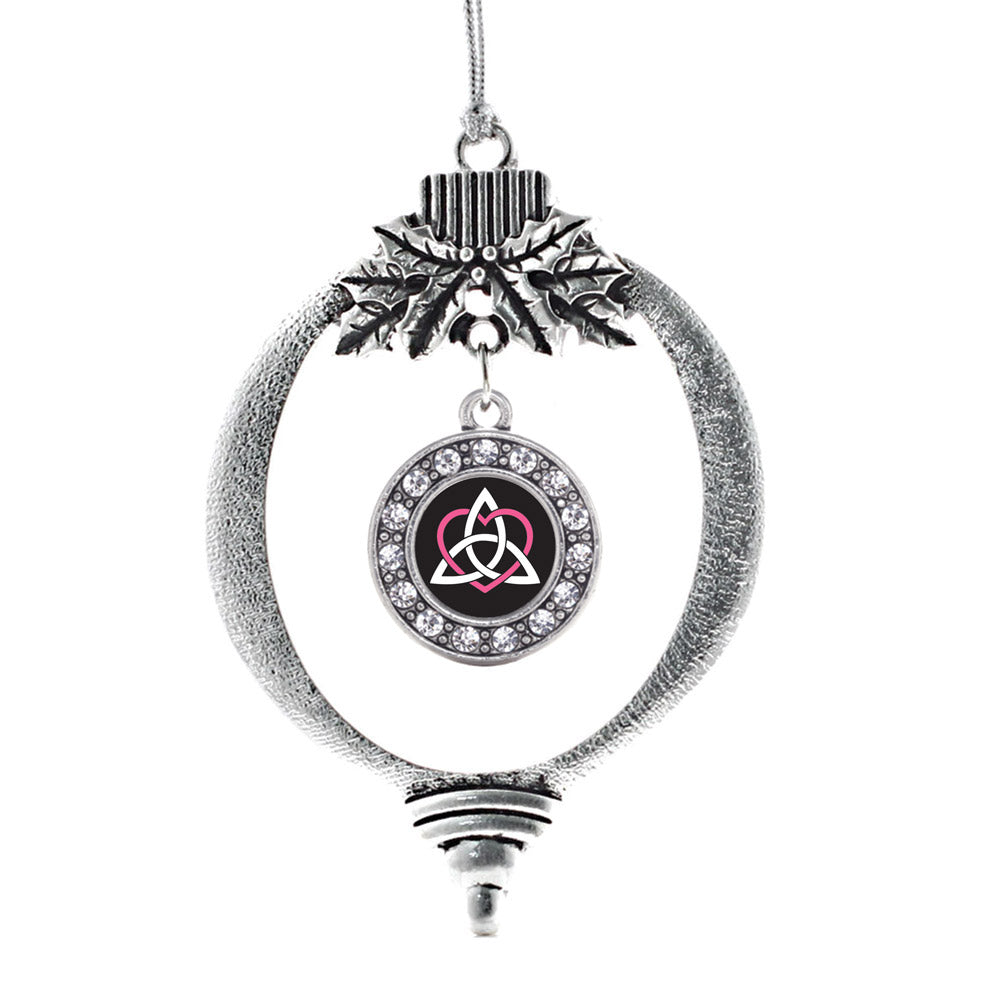 Silver Celtic Sisters Knot Circle Charm Holiday Ornament