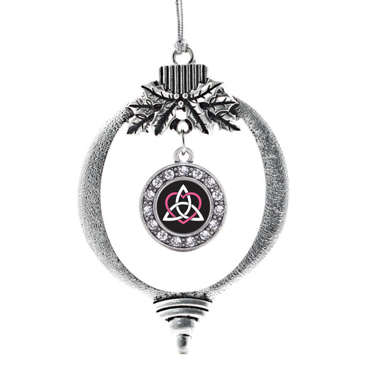Silver Celtic Sisters Knot Circle Charm Holiday Ornament