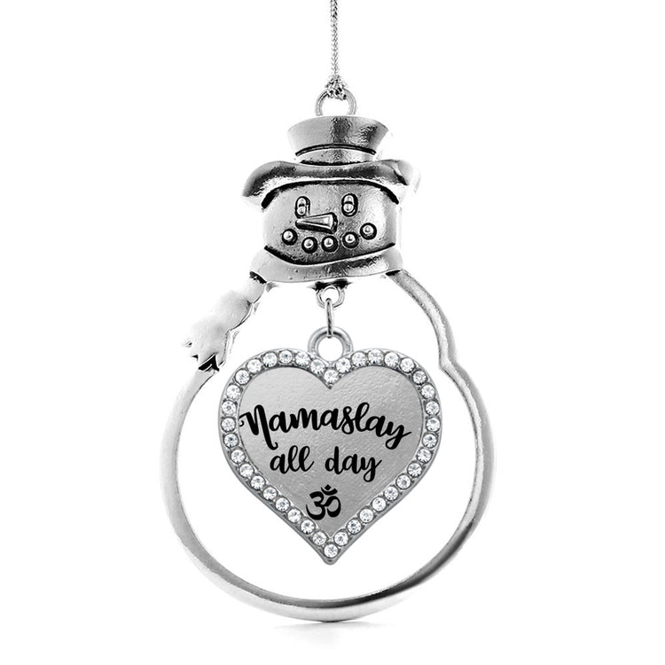 Inspired Silver Serenity Prayer Open Heart Charm - Sterling Silver Bracelet Charm With Cubic Zirconia