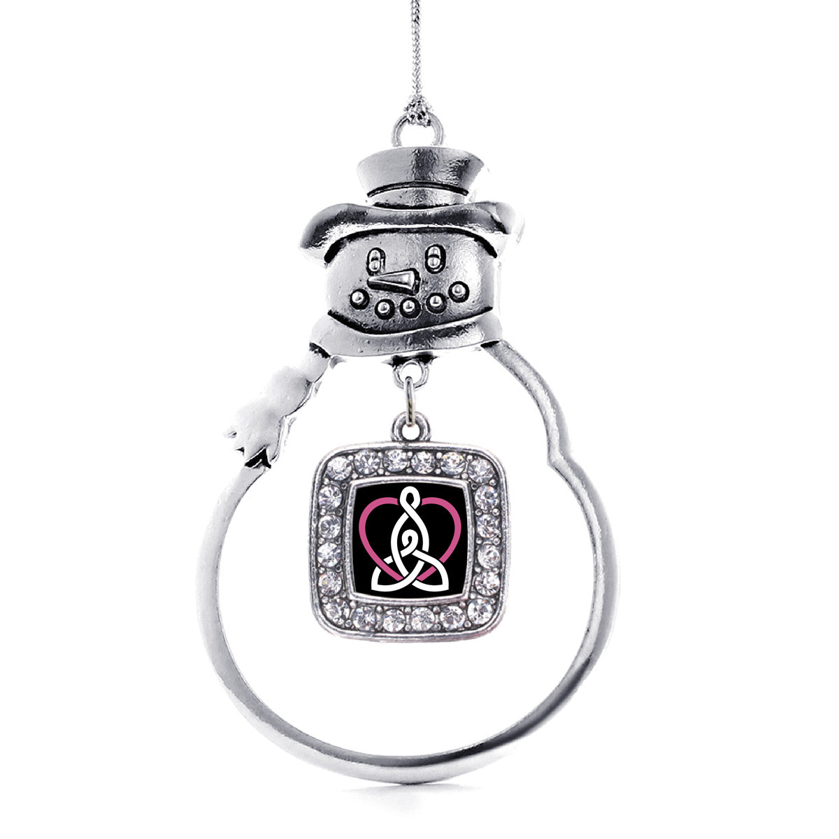 Silver Mother and Daughter Celtic Knot Square Charm Snowman Ornament