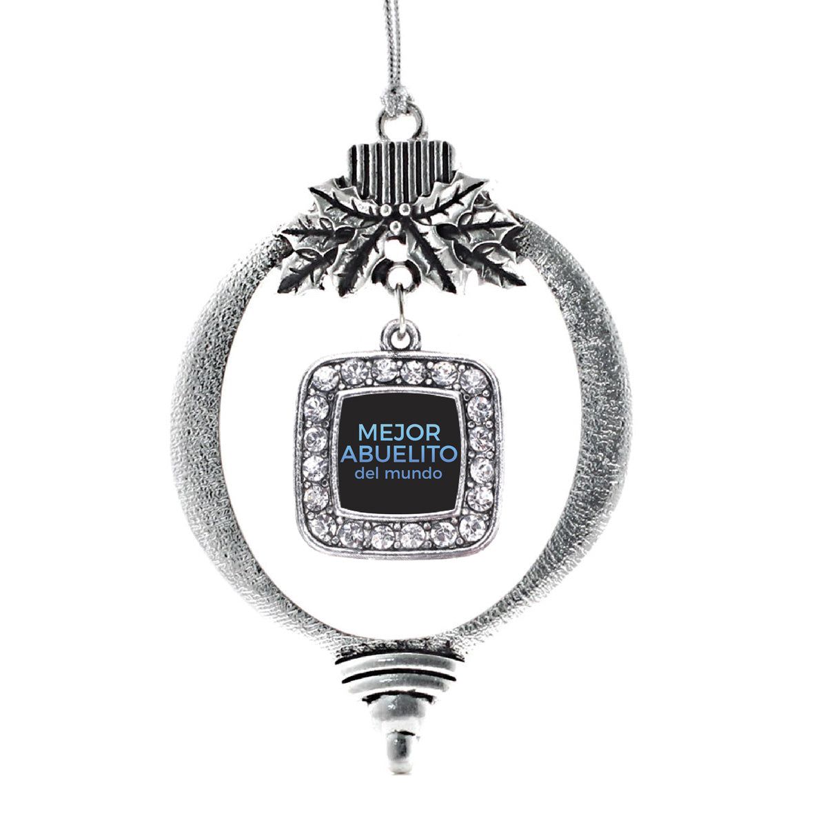 Silver Mejor Abuelito Del Mundo Square Charm Holiday Ornament