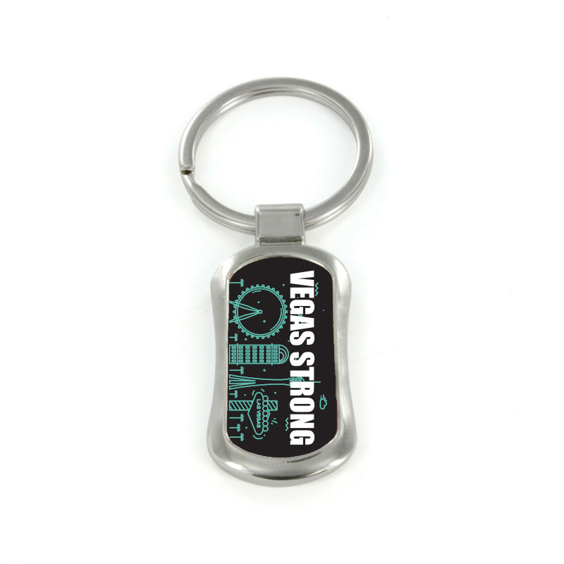 Steel Vegas Strong Dog Tag Keychain
