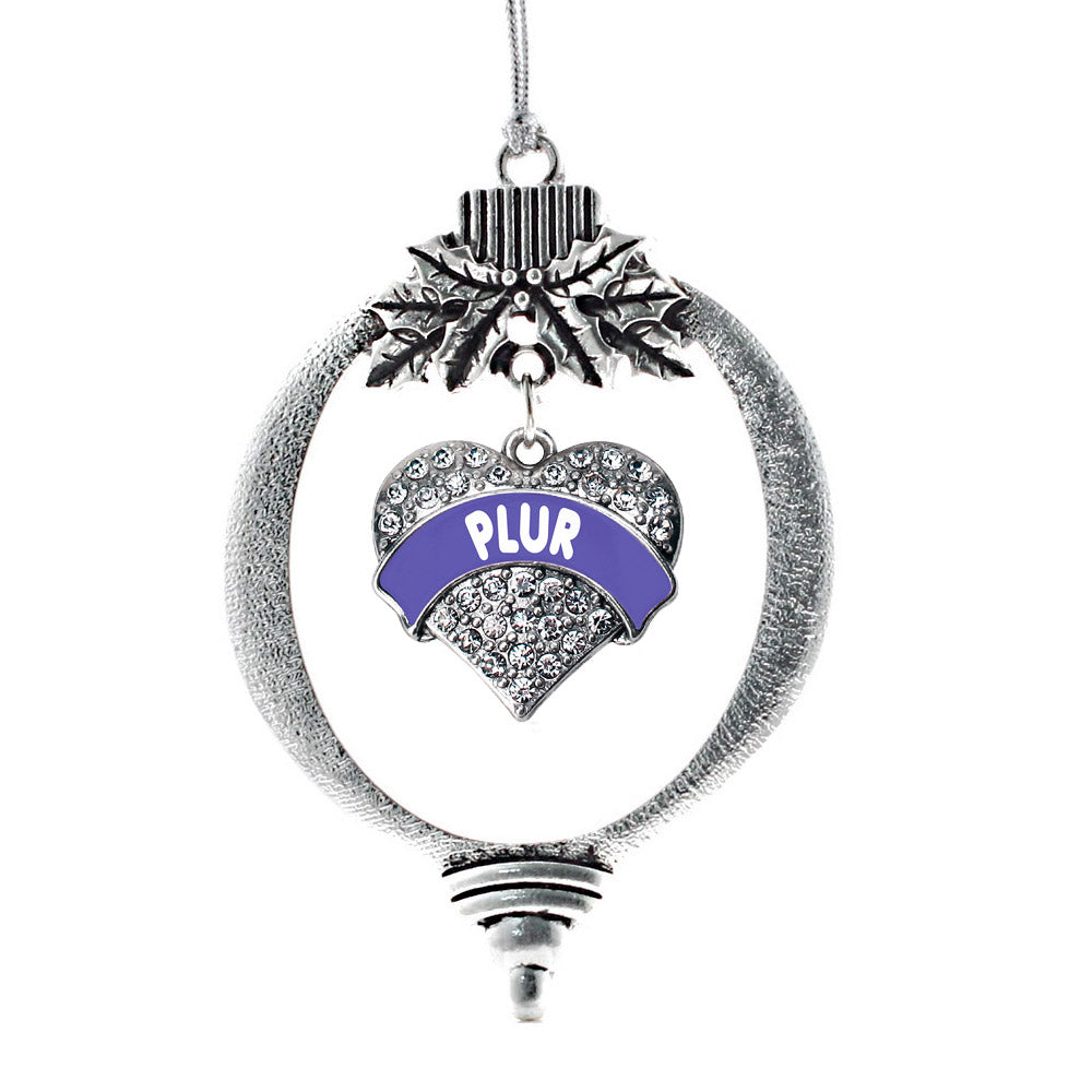 Silver Purple PLUR Pave Heart Charm Holiday Ornament