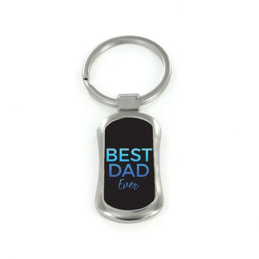 Steel Best Dad Dog Tag Keychain