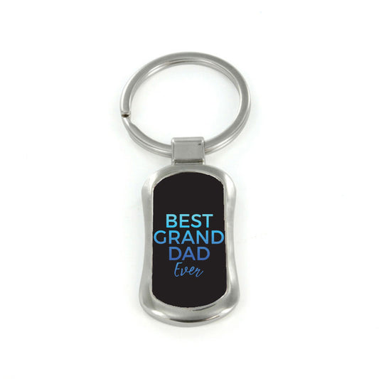 Steel Best Granddad Dog Tag Keychain
