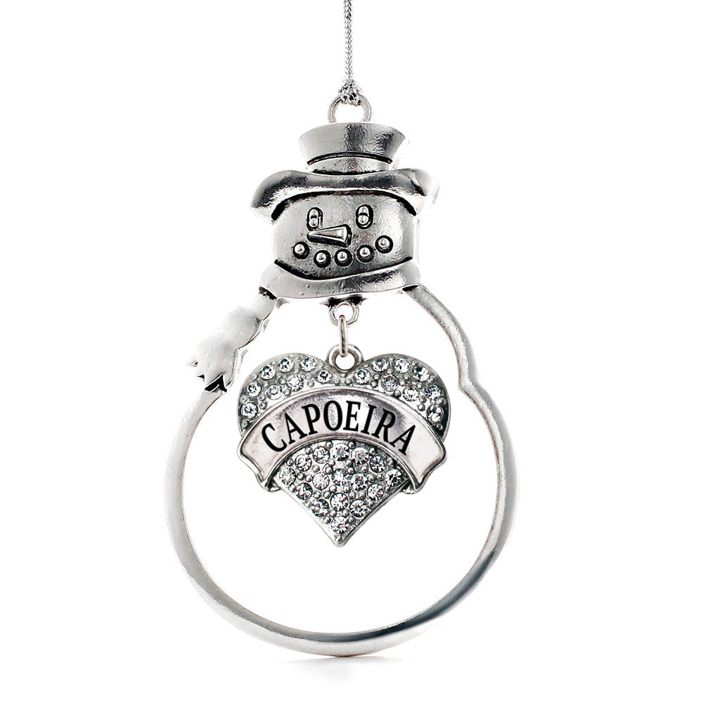 Silver Capoeira Pave Heart Charm Snowman Ornament
