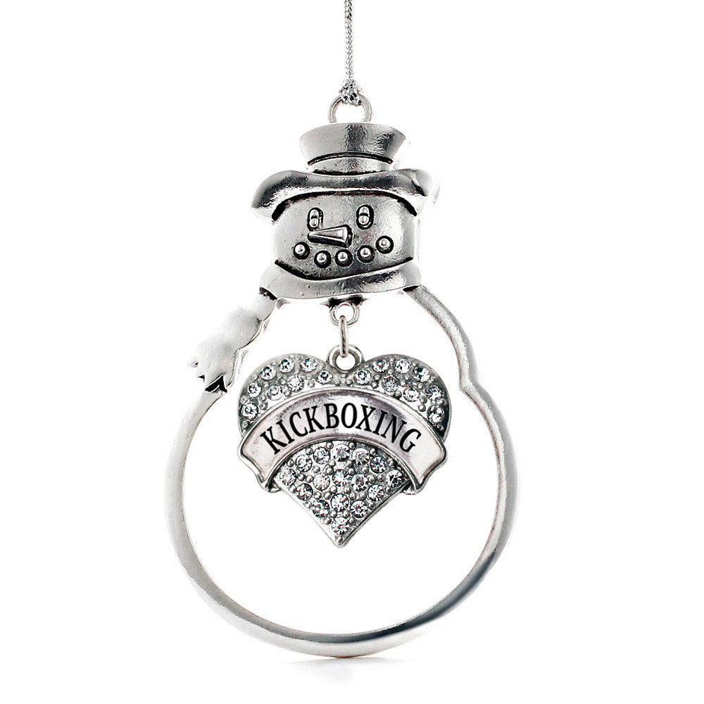 Silver Kickboxing Pave Heart Charm Snowman Ornament