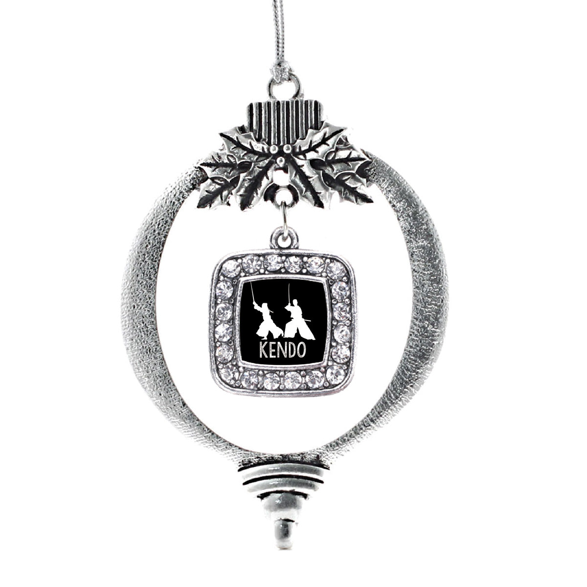 Silver Kendo Square Charm Holiday Ornament