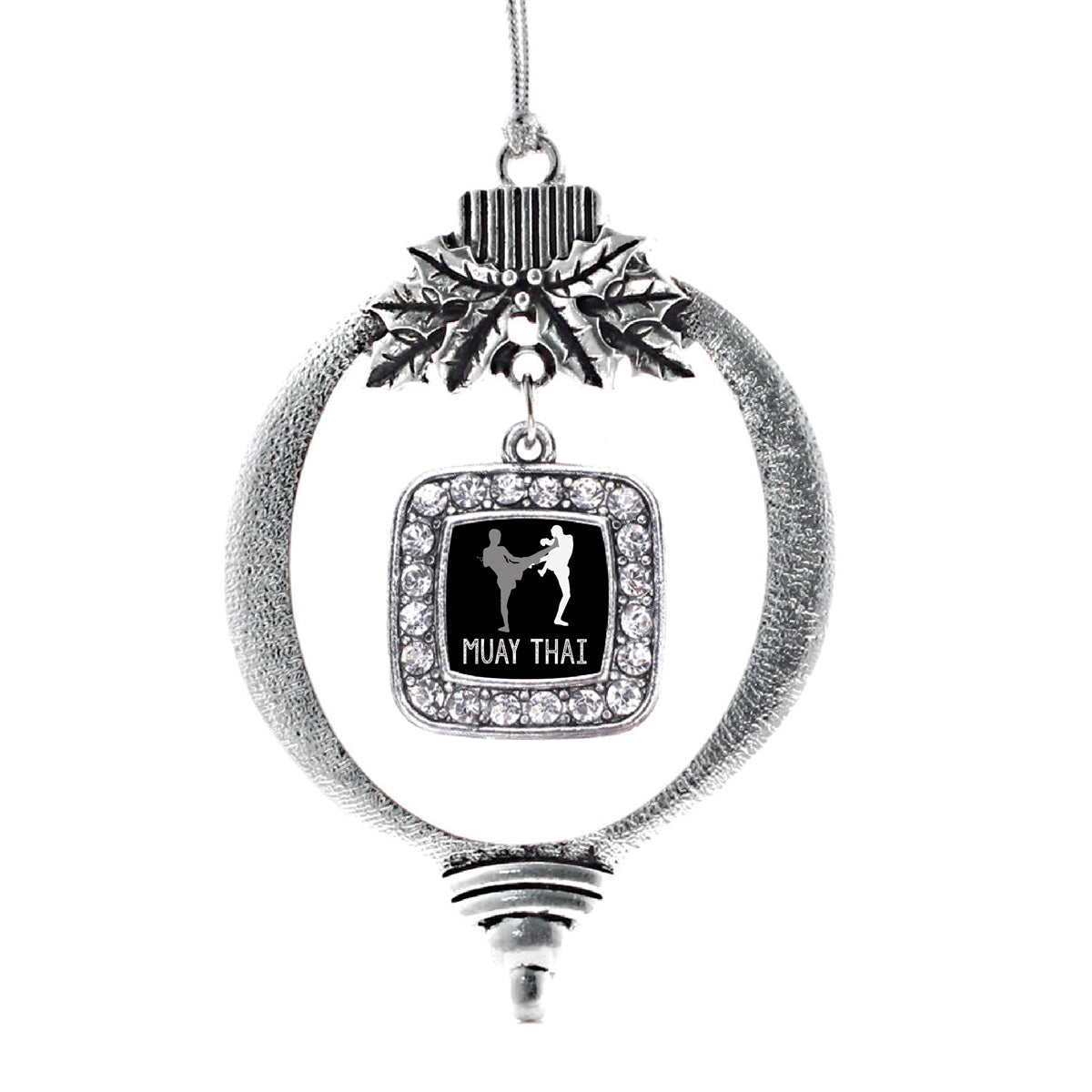 Silver Muay Thai Square Charm Holiday Ornament