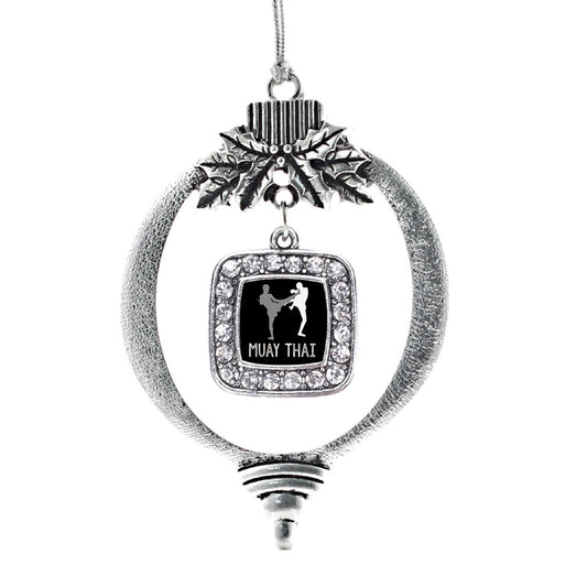 Silver Muay Thai Square Charm Holiday Ornament