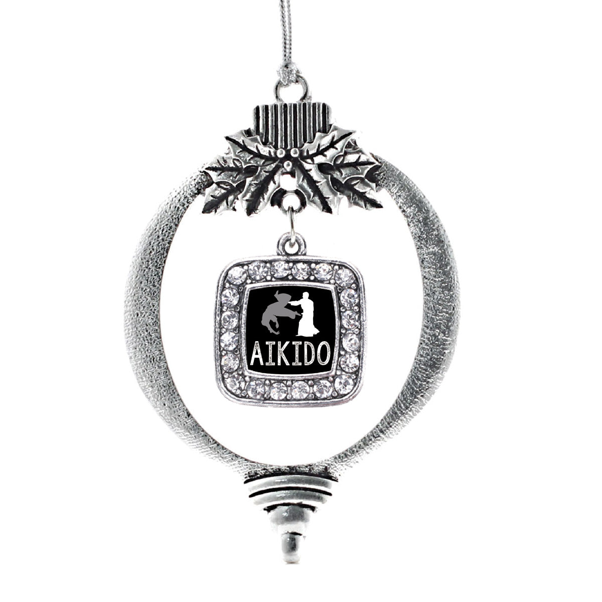 Silver Aikido Square Charm Holiday Ornament