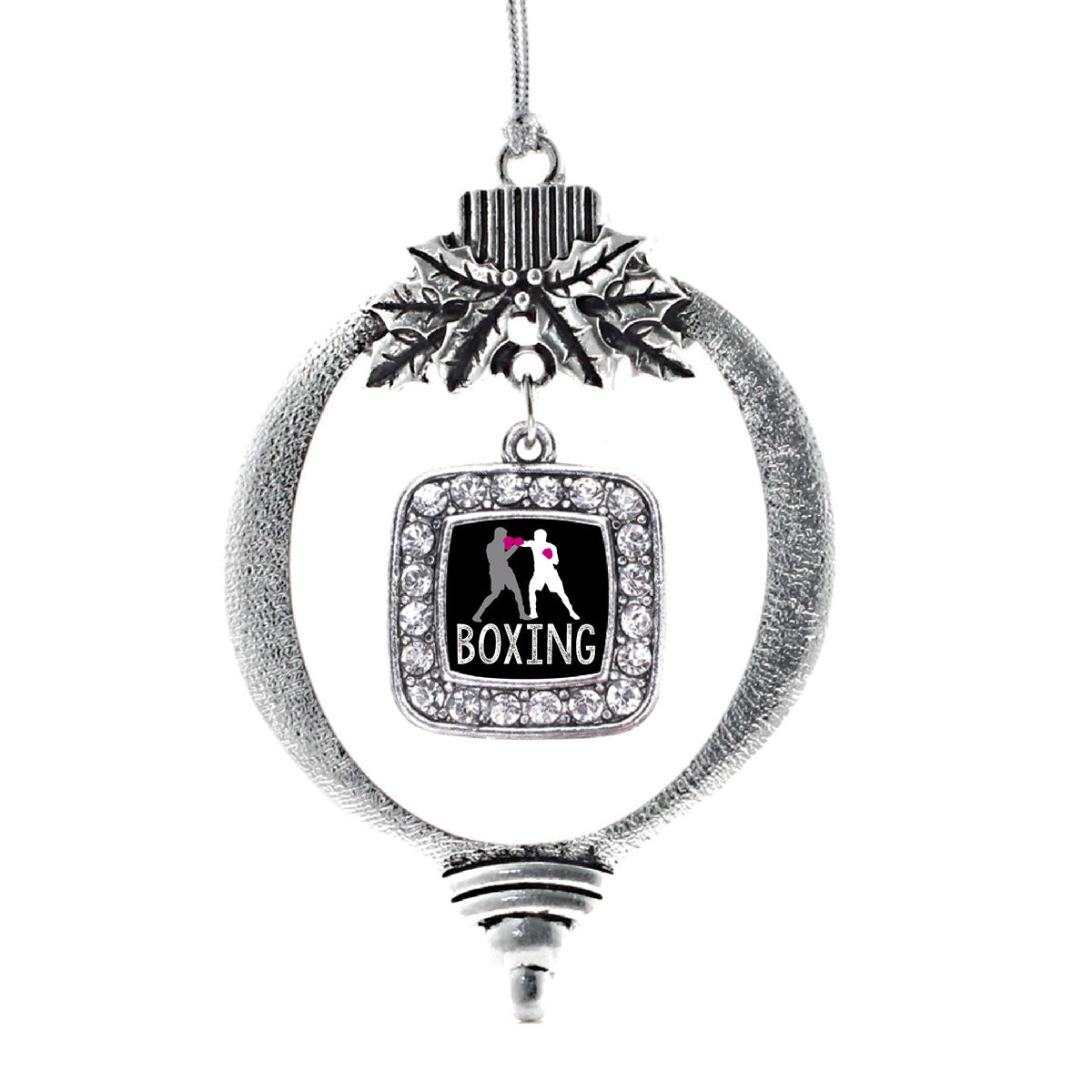 Silver Boxing Square Charm Holiday Ornament