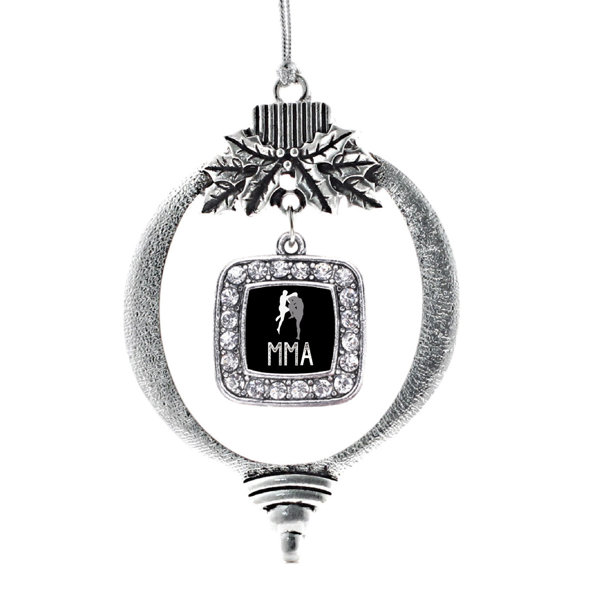 Silver MMA Square Charm Holiday Ornament