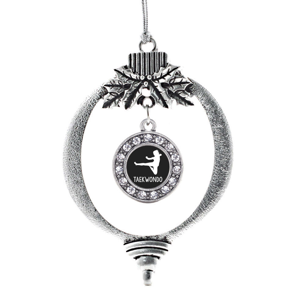 Silver Taekwondo Circle Charm Holiday Ornament