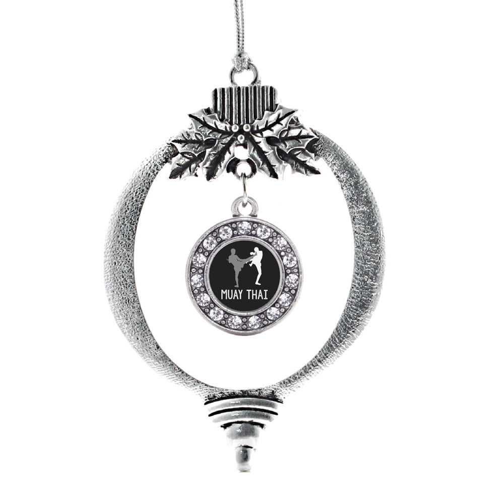 Silver Muay Thai Circle Charm Holiday Ornament