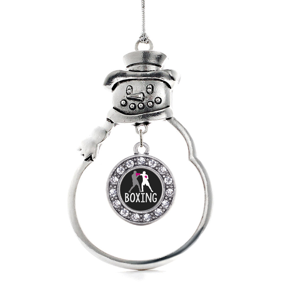 Silver Boxing Circle Charm Snowman Ornament