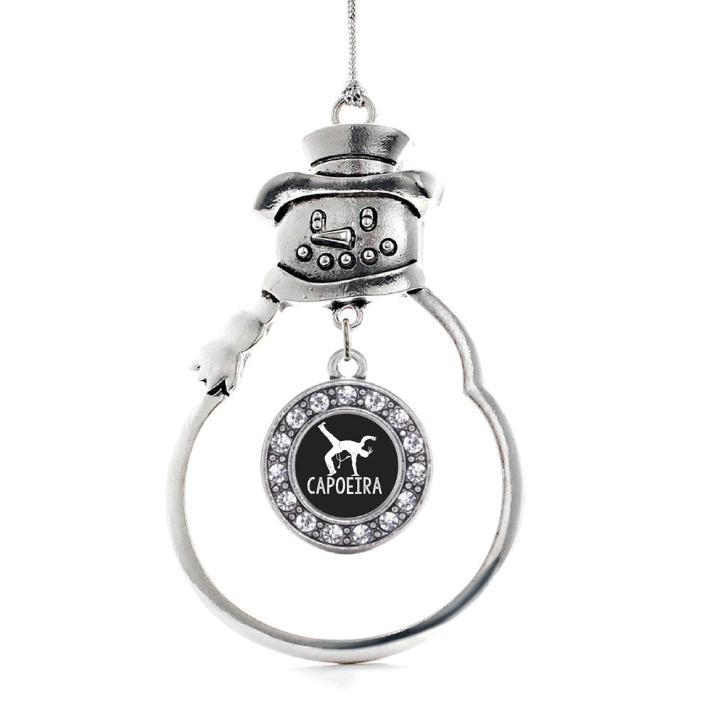 Silver Capoeira Circle Charm Snowman Ornament