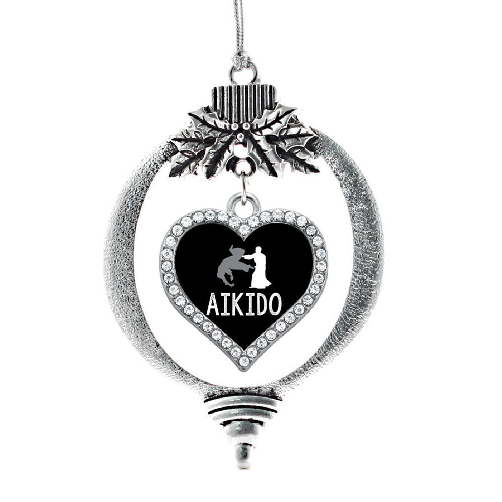 Silver Jiu-jitsu Open Heart Charm Holiday Ornament