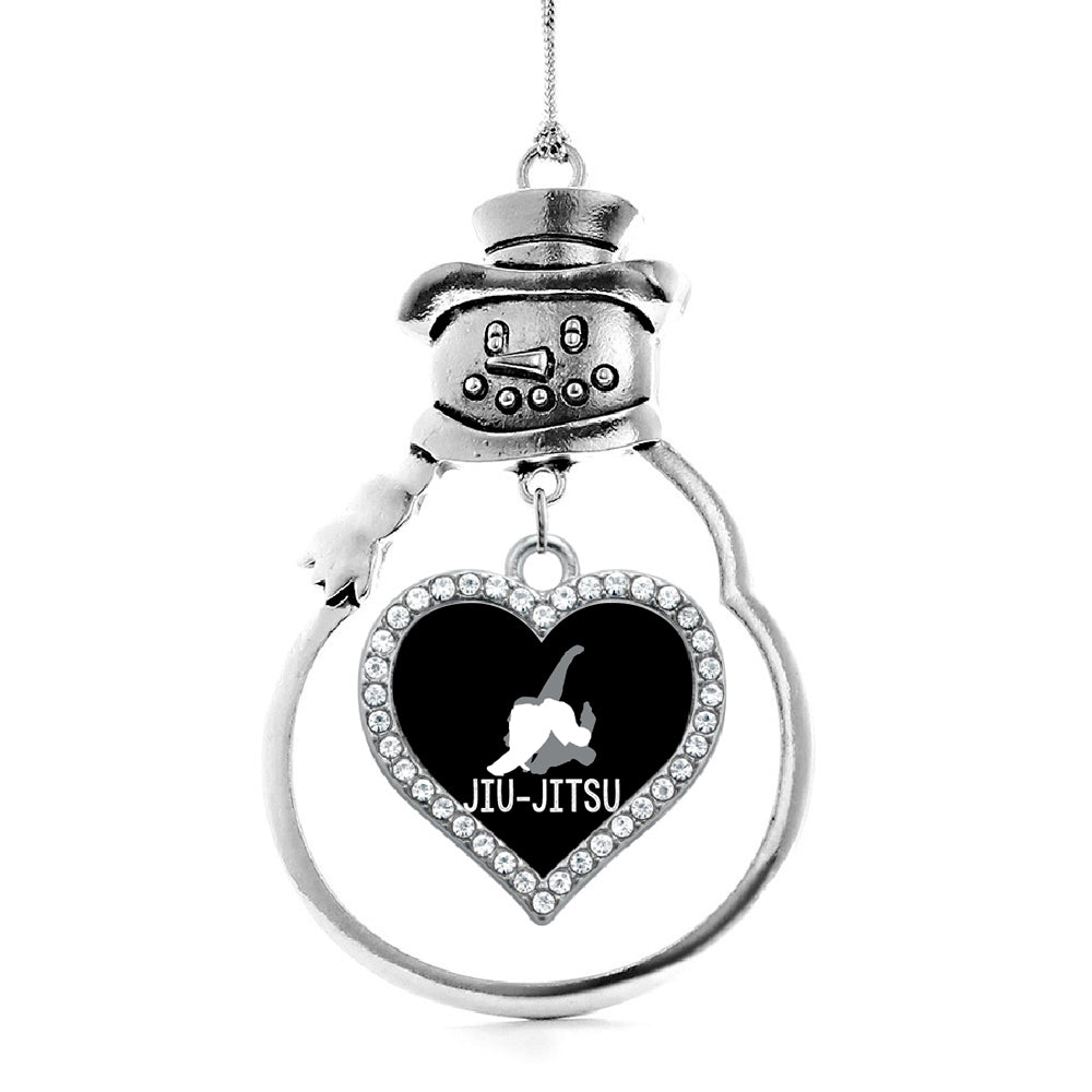 Silver Aikido Open Heart Charm Snowman Ornament