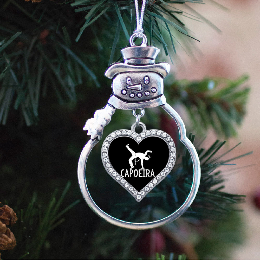 Silver Capoeira Open Heart Charm Snowman Ornament