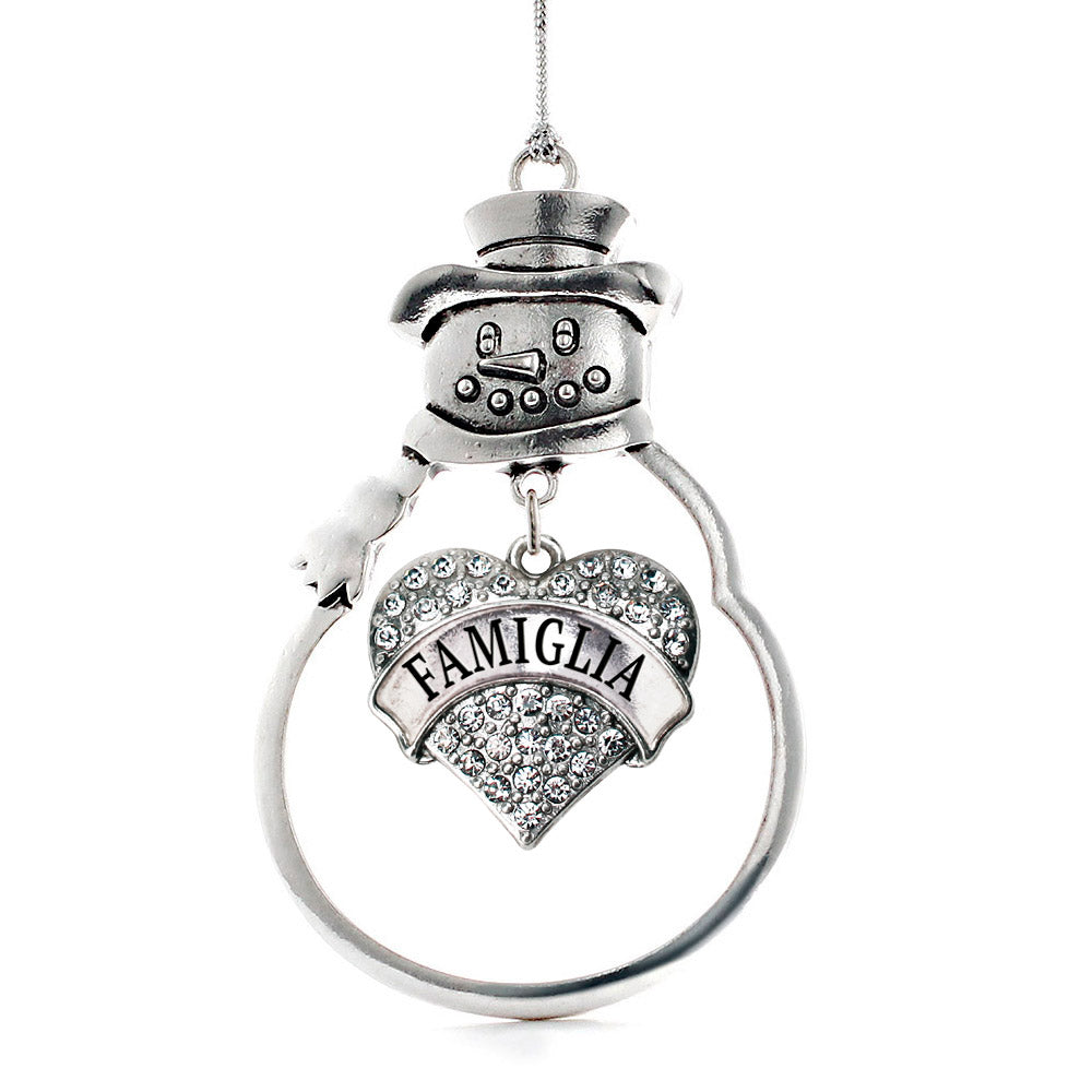Silver Famiglia (Italian) Pave Heart Charm Snowman Ornament