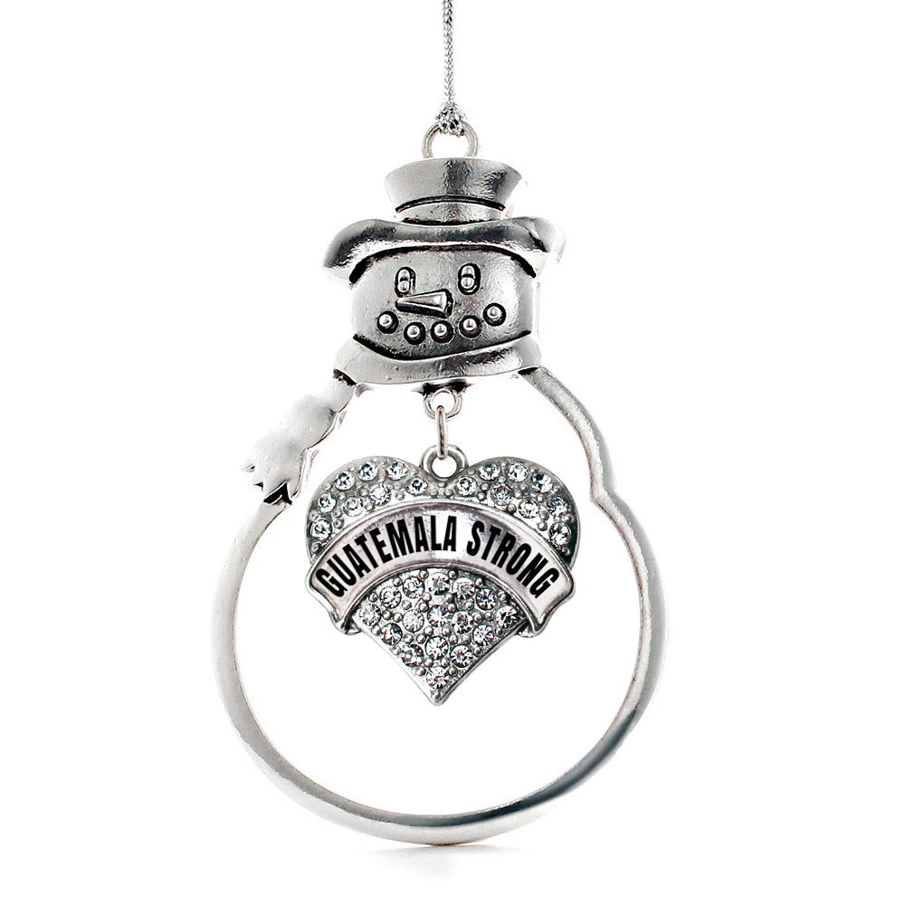 Silver Guatemala Strong Pave Heart Charm Snowman Ornament