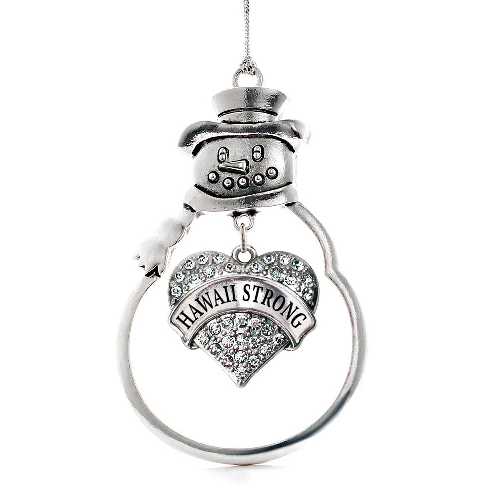 Silver Hawaii Strong Pave Heart Charm Snowman Ornament
